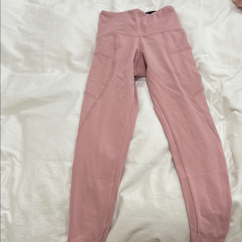 Pink High-Waist Leggings with Seam Detailing